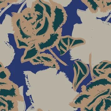 Abstract Rose Floral Seamless Pattern Design Stock Illustration