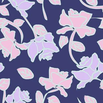 Abstract Rose Floral Seamless Pattern Design Illustrazione stock