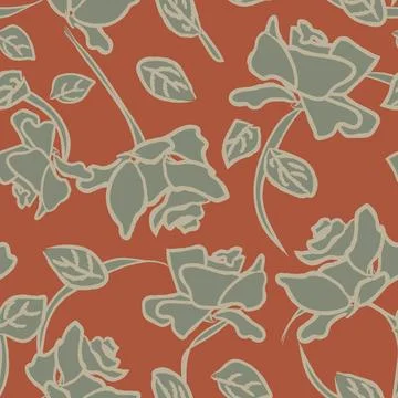 Abstract Rose Floral Seamless Pattern Design Stock Illustration
