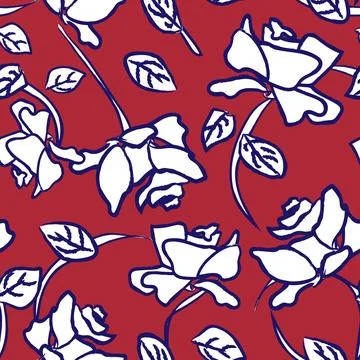 Abstract Rose Floral Seamless Pattern Design Stock Illustration