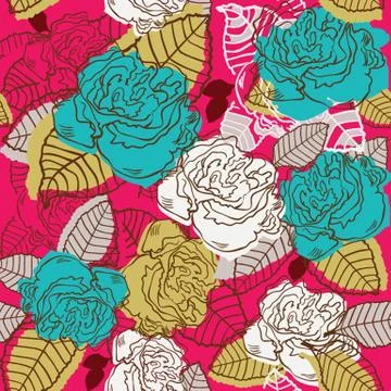 Abstract rose flower seamless. Vector illustration Stock Illustration