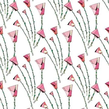 Abstract roses pattern. Floral seamless background. Stylized flowers design.. Stock Illustration