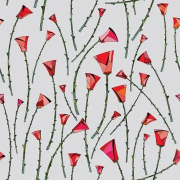 Abstract roses pattern. Floral seamless background. Stylized flowers design for Stock Illustration