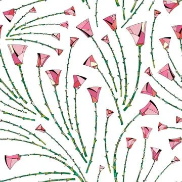 Abstract roses pattern. Floral seamless background. Stylized flowers design for Stock Illustration