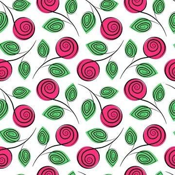 Abstract Roses Seamless Pattern in trendy spring colors. Floral background Stock Illustration