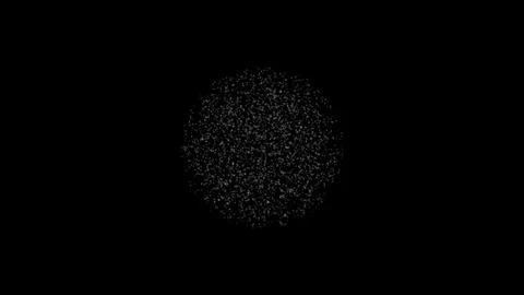 Abstract rotating 3d ball with a million randomly moving gloweong particles o Stock Illustration