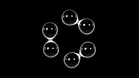 Abstract Rotating and Merging Metaball Bubbles - Seamless Loop on Black Stock Footage 341037400