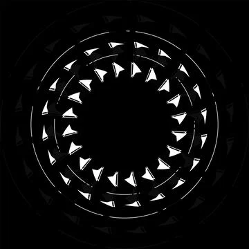 Abstract rotating arrowhead mandala, modern radial tech ornament for branding Illustrazione stock