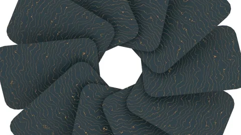 Abstract Rotating Cards Pattern with Golden Lines 3D Animation. 4K Video stock 319929178