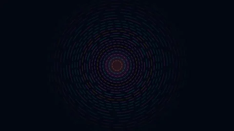 Abstract Rotating Circular Dashed Lines on Dark Background Stock Footage 347895620