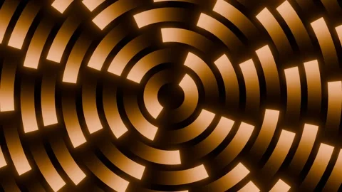 Abstract Rotating Circular Light Background Glowing Ring Loop 3D Animation Gold Stock Footage 338000793