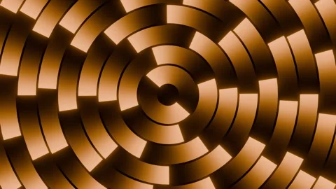 Abstract Rotating Circular Light Background Glowing Ring Loop 3D Animation Gold Stock Footage 338000804