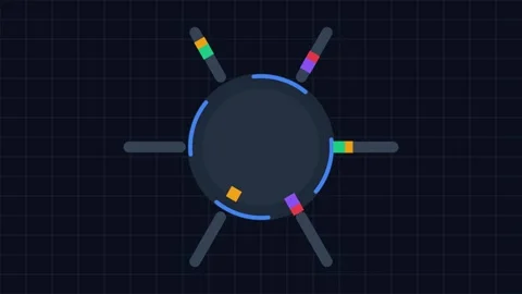 Abstract Rotating Circular Loading Icon with Moving Color Segments Stock Footage 340348447