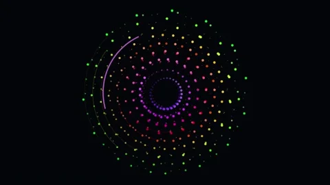 Abstract rotating circular particle patterns with consisting vibrant Stock Footage 344584407