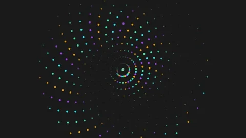 Abstract rotating colorful dot spirals creating dynamic geometric patterns Stock Footage 345315658