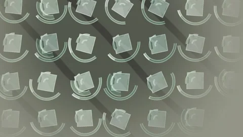 Abstract rotating cubes and circles against a dark green gradient background Stock Footage 325773182