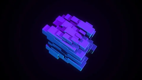 Abstract rotating cubic figure. Animation. Abstract multicolored figure of Stock Footage 121631933