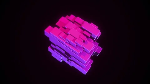 Abstract rotating cubic figure. Animation. Abstract multicolored figure of Stock Footage 121671805