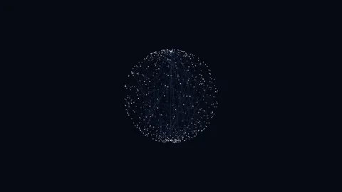 Abstract Rotating Digital Sphere Network with Glowing Particle Nodes Loop Stock Footage 342300368