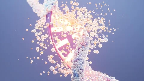 Abstract rotating dna helix glowing with surrounding particles and molecula.. Stock-Footage 327109765
