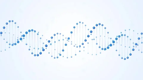 Abstract rotating dna molecule structure glowing on white background for bi.. Stock Footage 346121313