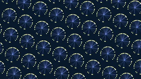 Abstract rotating dotted radial pattern background with glowing lines, seamless Stock Footage 333782818