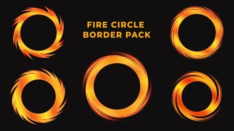 Abstract Rotating Fire Ring Frames Pack on Black Background Stock Footage 335687496