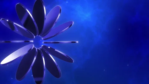 Abstract rotating flower shape on blue cosmic nebula background with space dust Stock Footage 341616440
