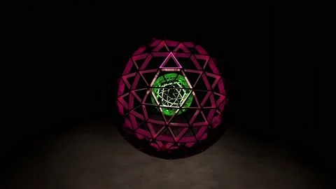 Abstract rotating frames of spheres Stock Footage 204742601