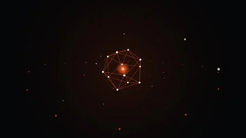 Abstract Rotating Geometric Data Core With Glowing Nodes And Network Lines Stock Footage 340603843