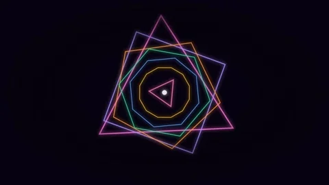 Abstract Rotating Geometric Shapes Seamless Loop 4K — Neon Polygon Motion 스톡 동영상 333780070