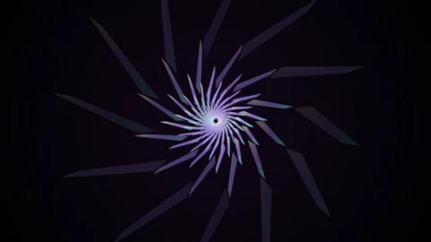 Abstract rotating geometric spiral of purple iridescent shards Stock Footage 335859984