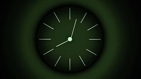 Abstract rotating hands of abstract green and black clock, seamless loop. Design Illustrazione stock
