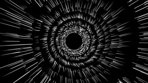 Abstract rotating hypnotic white spiral on black background, seamless loop Stock Illustration