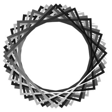 Abstract rotating intersecting squares. edgy, sharp spiral, vortex geometric  Stock-Illustration