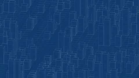 Abstract rotating isometric blueprint of a sprawling city grid offers a modern Stock Footage 337904078