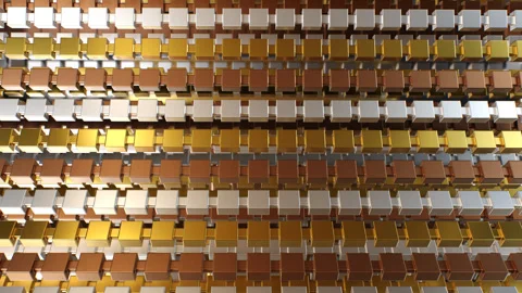 Abstract Rotating Metallic Gold Silver Bronze Moving Conveyer Belts Stock Footage 295500796