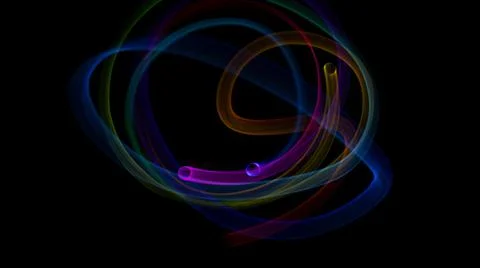 Abstract rotating neon lights texture with black empty copy space inside. col Stock Photos