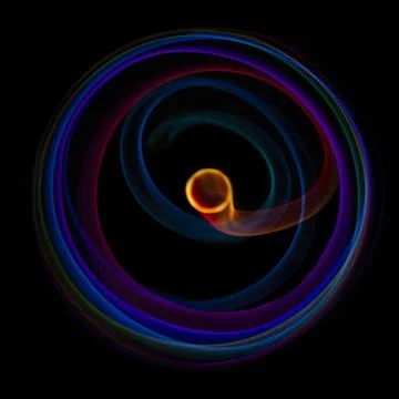 Abstract rotating neon lights texture with black empty copy space inside. col Stock Photos