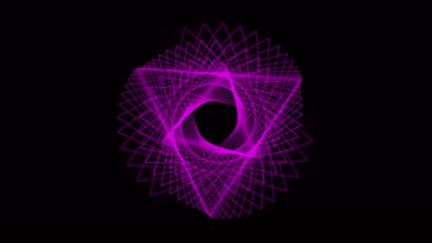 Abstract rotating neon pink triangle geometric pattern on black background .. Stock Footage 342549521