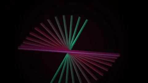 Abstract rotating pink and green geometric line structure looping on black .. Stock Footage 346353718
