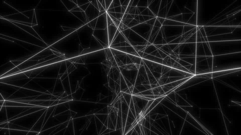 Abstract rotating plexus of lines on a black background. All of them create a Video stock 114116046
