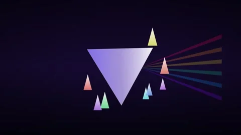 Abstract Rotating Prism with Floating Triangles and Light Rays Video stock 347963500