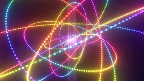Abstract Rotating Rainbow Spectrum Rings Glowing Future Neon Lights Stock Footage 201359480