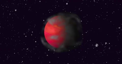 Abstract rotating red planet in haze. Abstract space concept. Red and orange Stock Footage 204101940