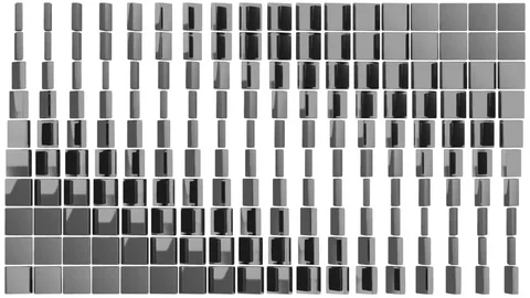 Abstract rotating reflective tiles flat grey background looping Stock Footage 81538134