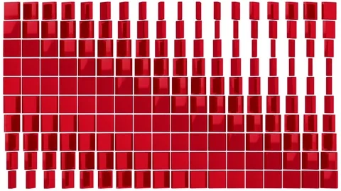 Abstract rotating reflective tiles flat red background looping Stock Footage 81561662