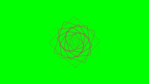 Abstract rotating square geometric pattern against a vibrant green background Stock Footage 340265989