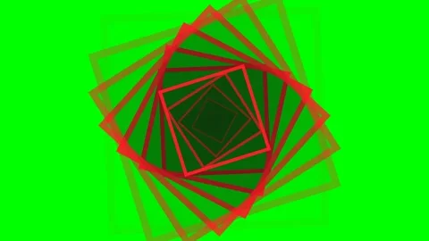 Abstract rotating square tunnel effect on a vibrant green background screen Stock Footage 340267545