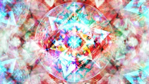 Abstract Rotating Star in Circle with Blurred Pink and White Shapes Stock Footage 112737490